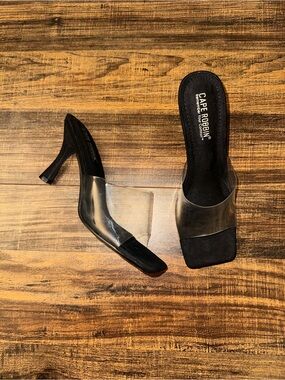 Cape Robbin Black and Clear Slide Mules